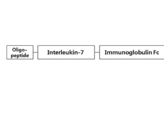 Oligopeptide linkage with IL-7 and IG Fc